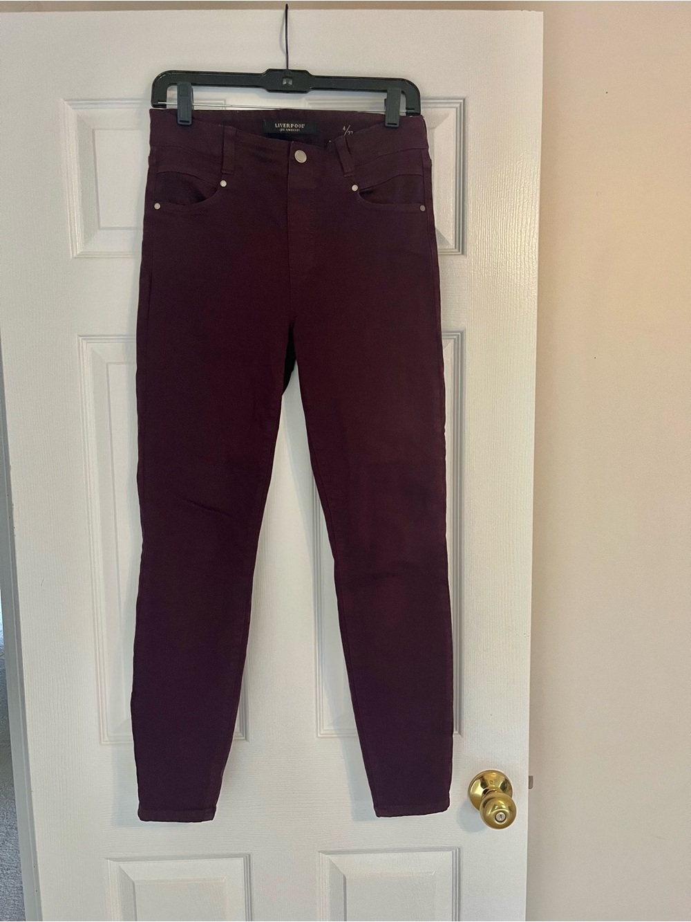 Liverpool Jeans Gia Glider Ankle Skinny Jean in Red Wine